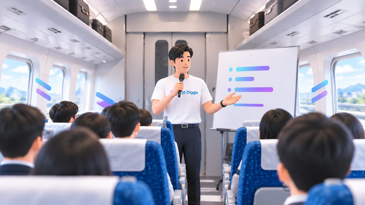 車内でCONX2026の見どころを紹介する様子